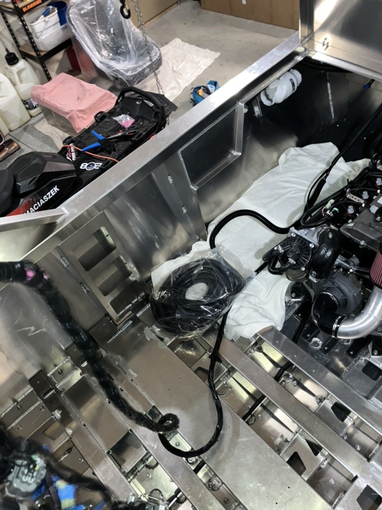 Engine bay, before the deck